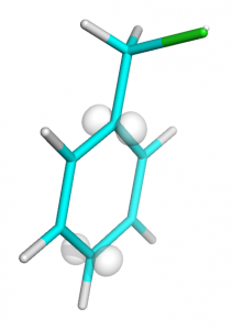 Electron density of HOMO orbital of clhormethylbenzene (0.02 isosurface)